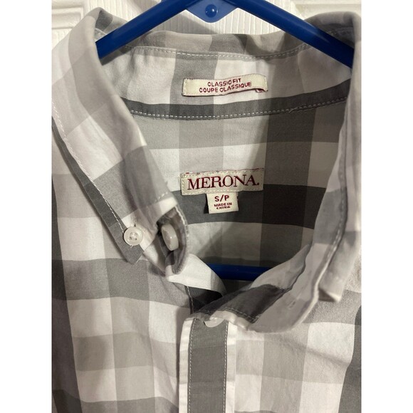 Merona Long Sleeve Gray Plaid Shirt Size S - Picture 3 of 5